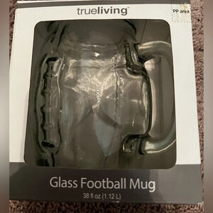 NIB Glass Football Mug